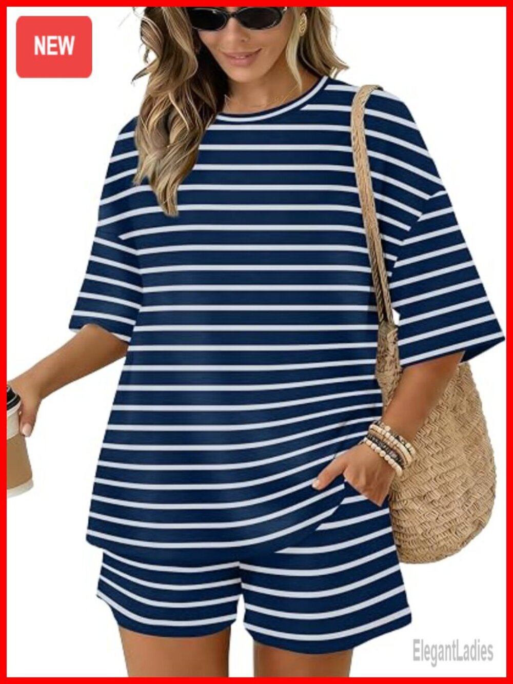 Women's 2 Piece Lounge Set Oversized Tee with Shorts